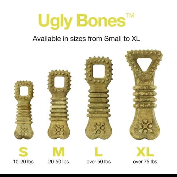 Ugly Bones Dog Treats
Meet Ugly Bones: they may not win a beauty contest, but they're champions at keeping your furry friend's smile bright and healthy!
Did you know that over 80% of dogs aged three and older battle periodontal disease? This isn’t just a statistic–it's a call to action for pet parents everywhere.
Blending enjoyment with essential oral care, our Ugly Bones boast a unique patent-pending shape adorned with fun nubs and ridges they’ll love to gnaw on. This innovative design cleans teeth, tongues, and gums while freshening breath, making cuddle time even more enjoyable.
Here's what makes Ugly Bones the ultimate in teeth-cleaning bones for dogs:
Made from wholesome ingredients for a taste dogs can't resist, plus added vitamins and minerals.
The ideal texture strikes a perfect balance: not too hard for their teeth, yet not too soft to lose the fun of chewing.
Infused with natural mint flavor for fresh breath.
Grain free goodness, suitable for dogs with various dietary restrictions.
Available in medium and large sizes, so they’re easy to feed and a stress-free addition to your dog's daily routine.
Safe and healthy for dogs of all ages.
No corn, wheat, soy or sugar.
No artificial fillers.
Crafted with love and a pinch of playfulness, Ugly Bones are the easy answer to your dog's dental care.
By choosing these treats, you're supporting your dog's happy, healthy life, where every bite is a step towards better dental health.
*NEVER RECALLED
*Easy online ordering
*ships to your door
#dogsofinstagram
#dogtreats
#smallbusinessowners