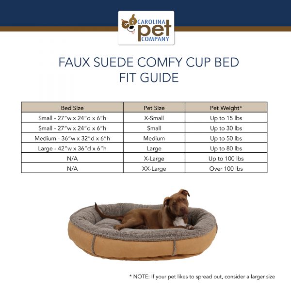 size chart comfy cup bed