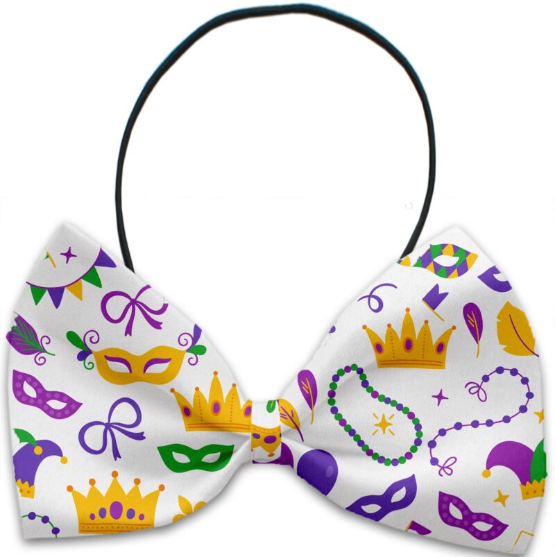 mardi gras dog bow tie