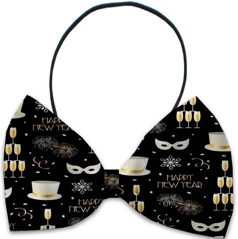 New Year dog Bow Tie