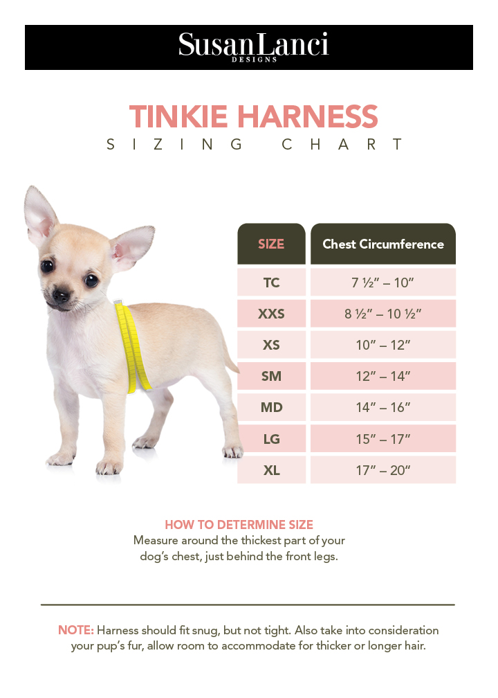 designer dog clothes harness chart