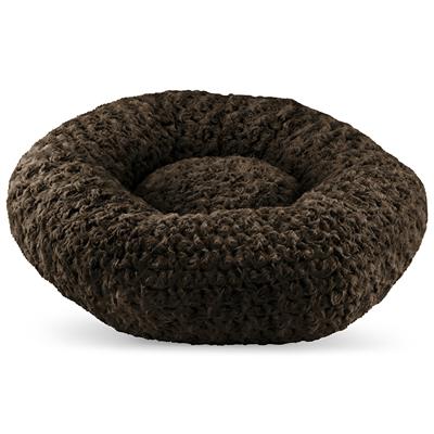 plush round dog bed chocolate