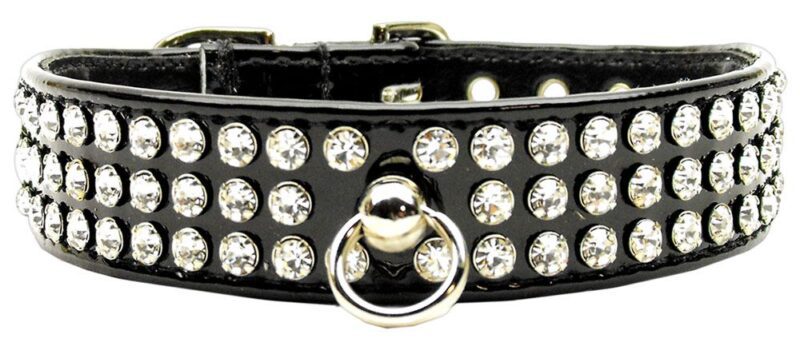 patent jewel dog collar blk