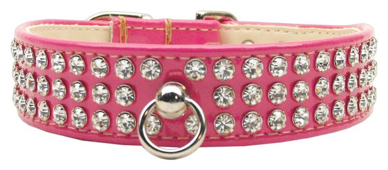 patent jewel dog collar brt pink