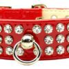 patent jewel dog collar red