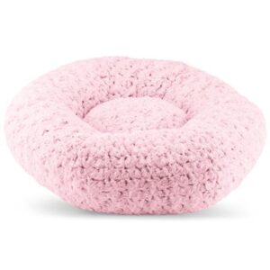 plush round dog bed pink