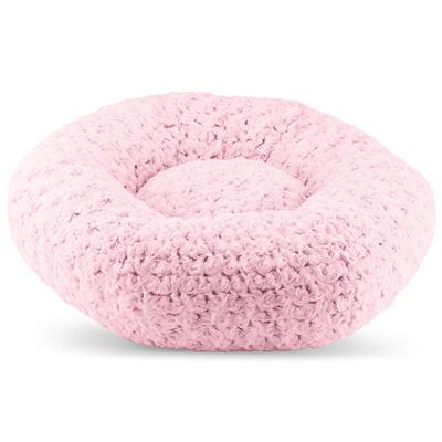 plush round dog bed pink