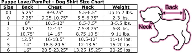 dog costumes size chart