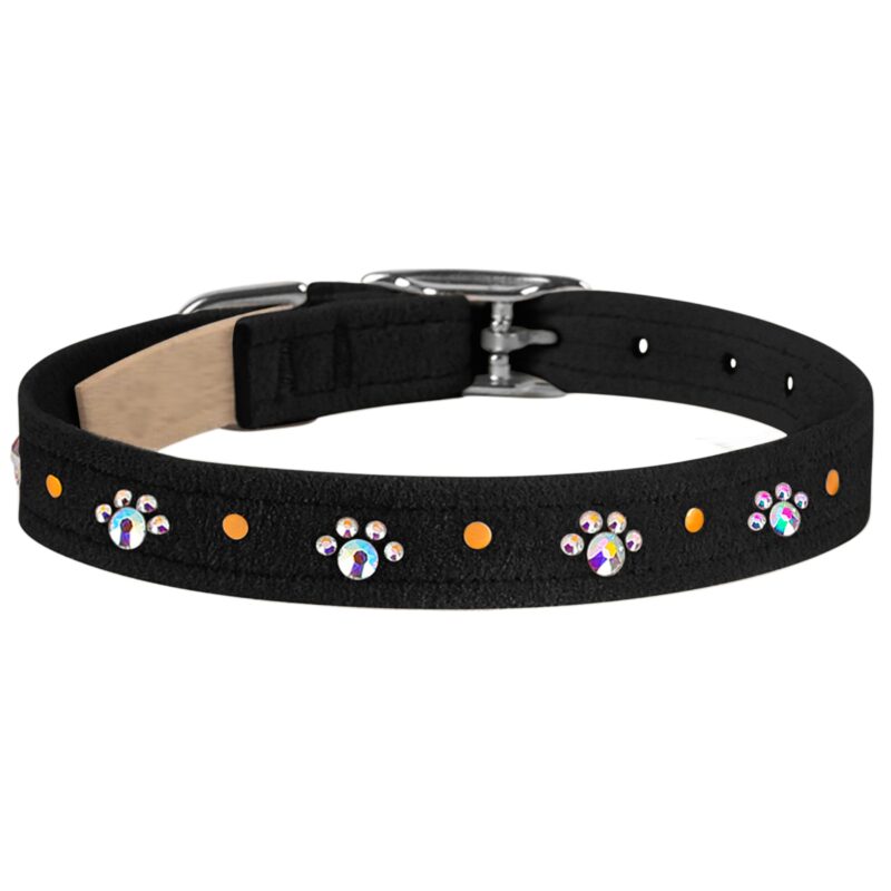 Susan Lanci crystal paws custom dog collar Black