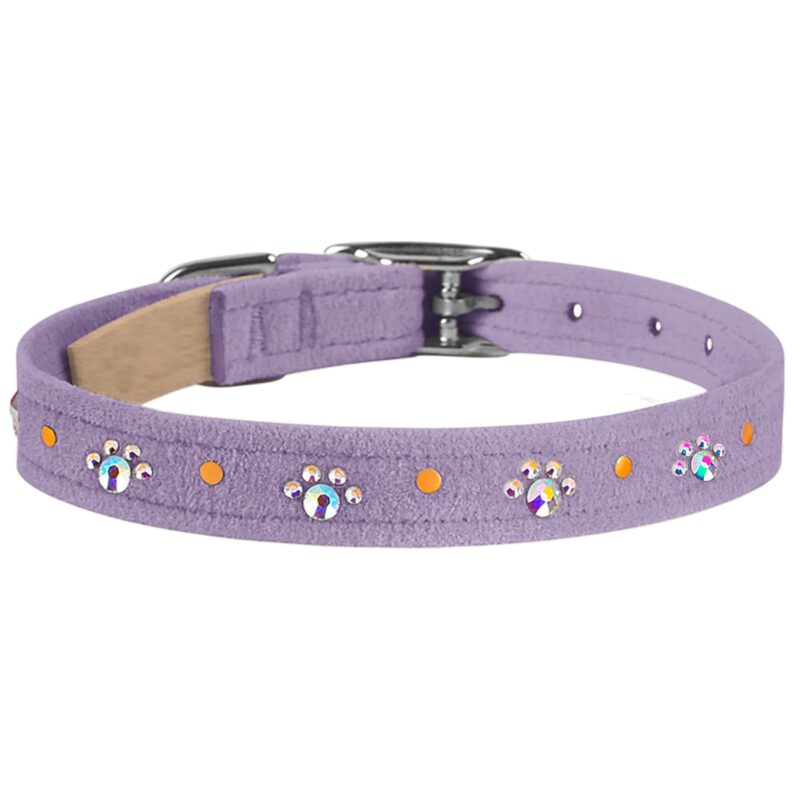 Susan Lanci crystal paws custom dog collar French Lavender