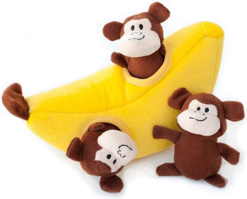 zippypaws interactive monkey banana dog toy