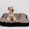Susan Lanci windsor check square dog bed black shag