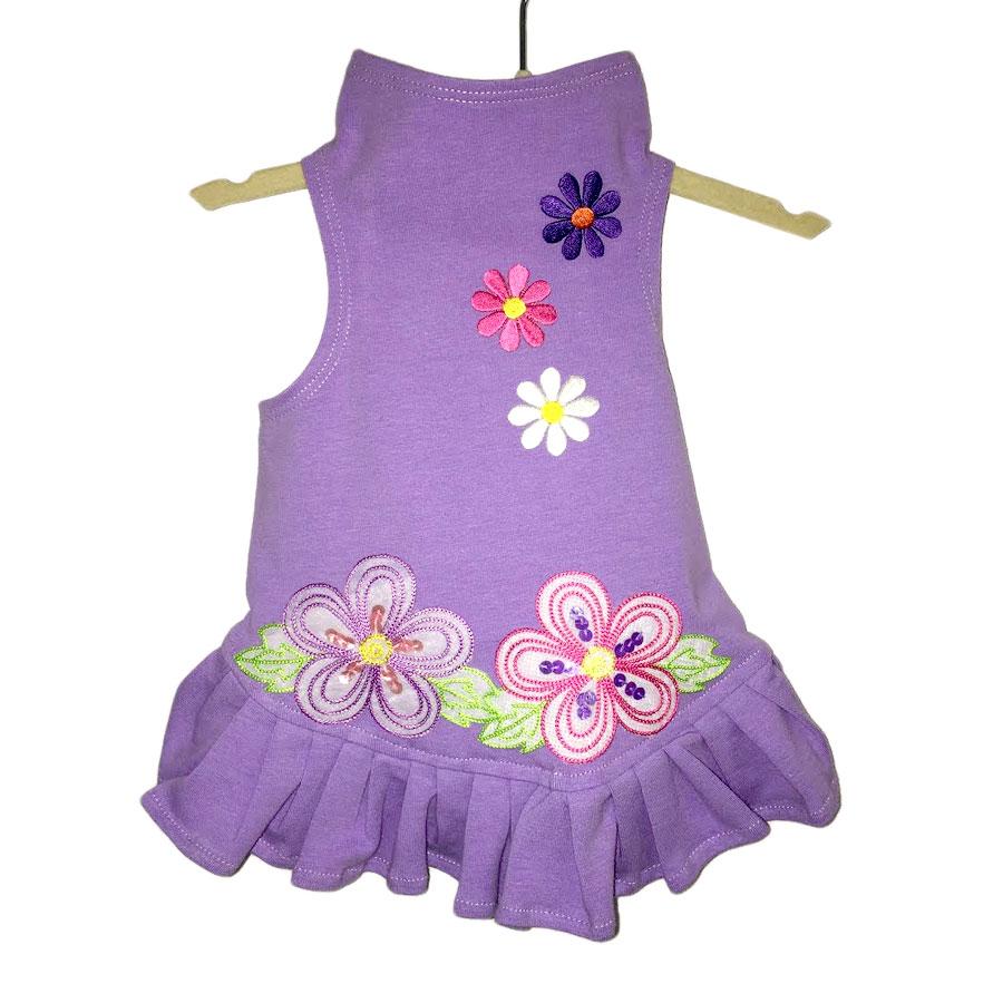 flower dog dress lilac