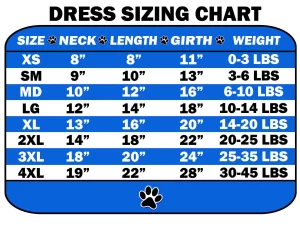 in my era pet dress size chart