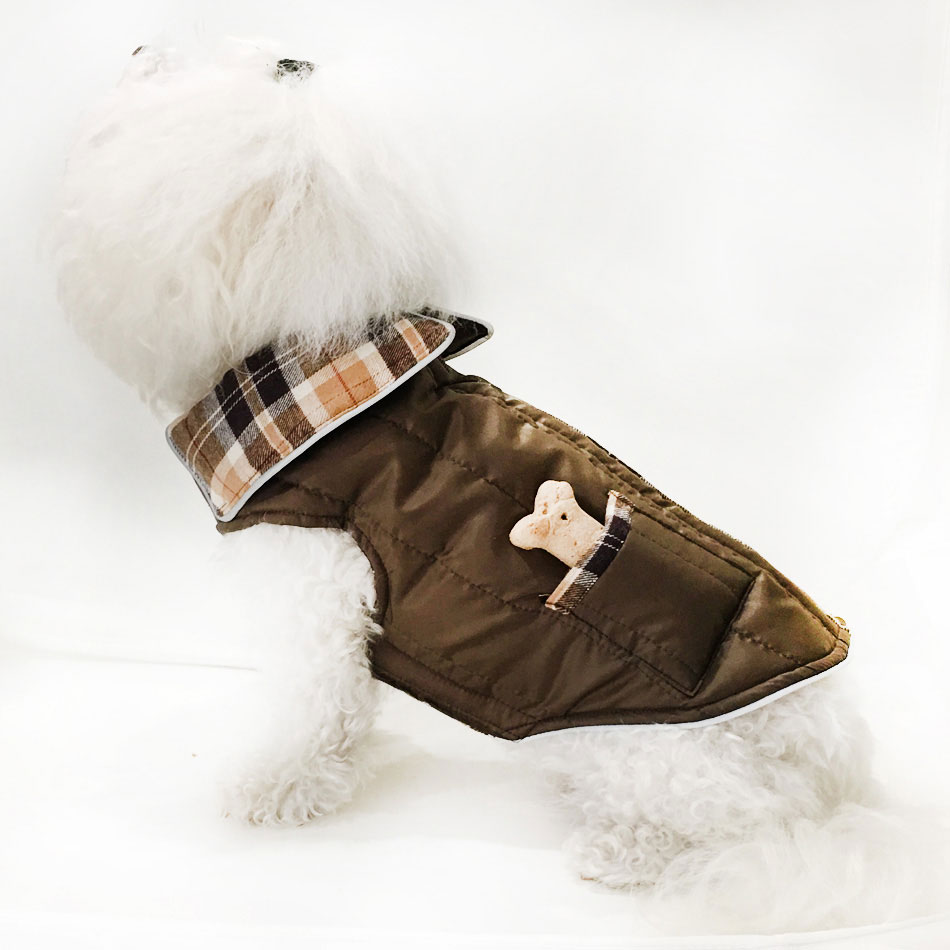 dog puffer coat brown