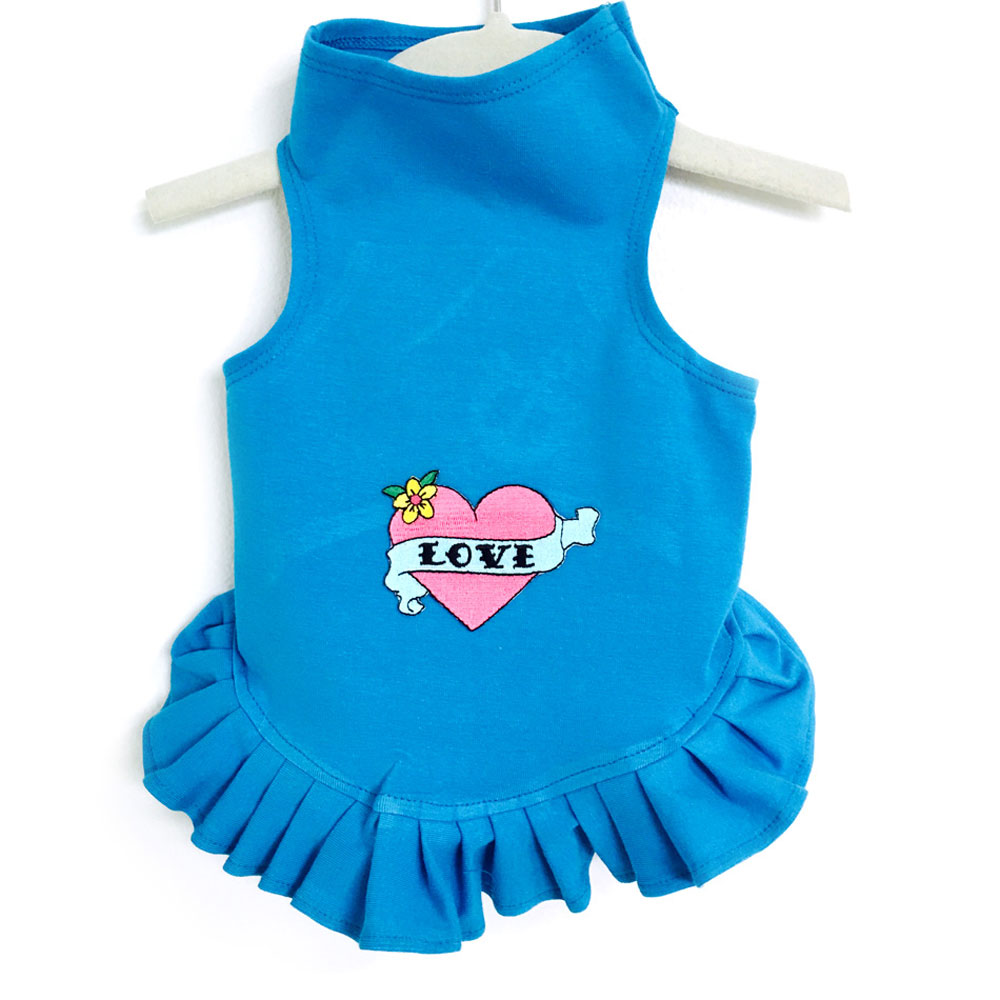 valentine heart pet dress blue