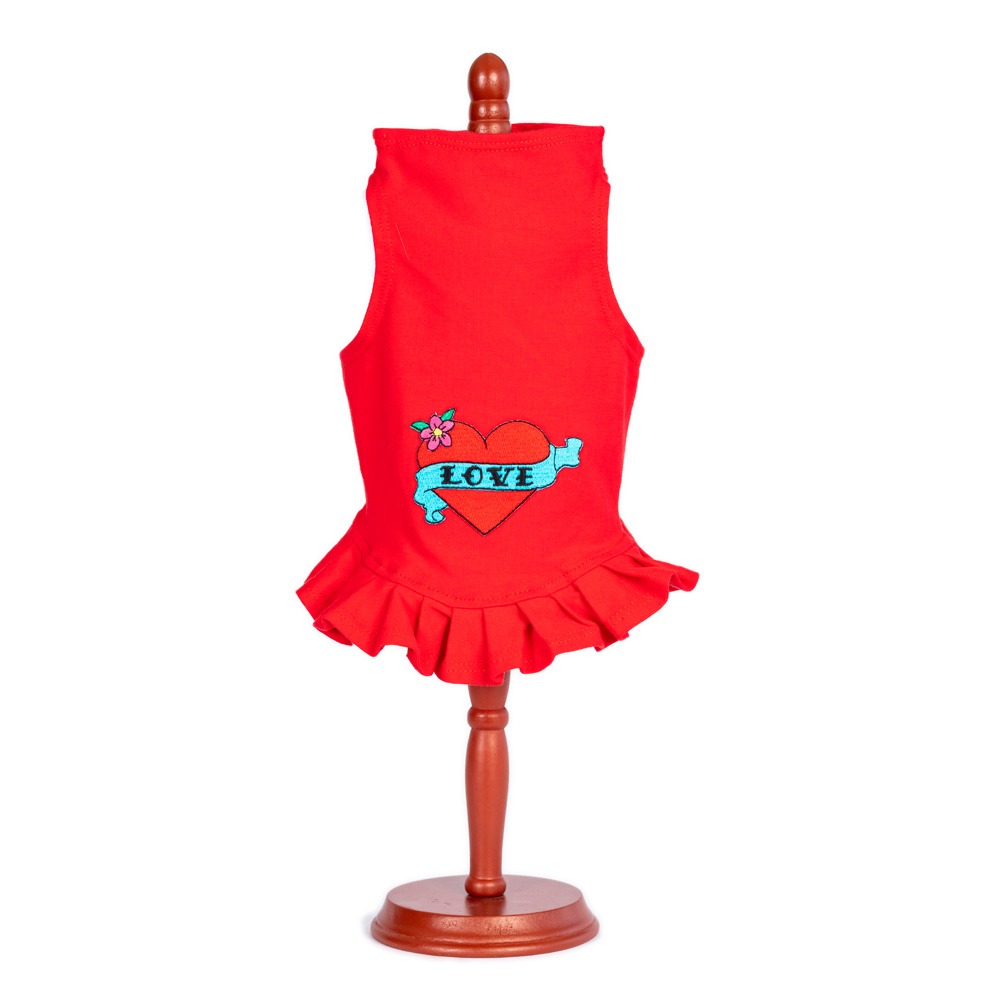 valentine heart pet dress in red