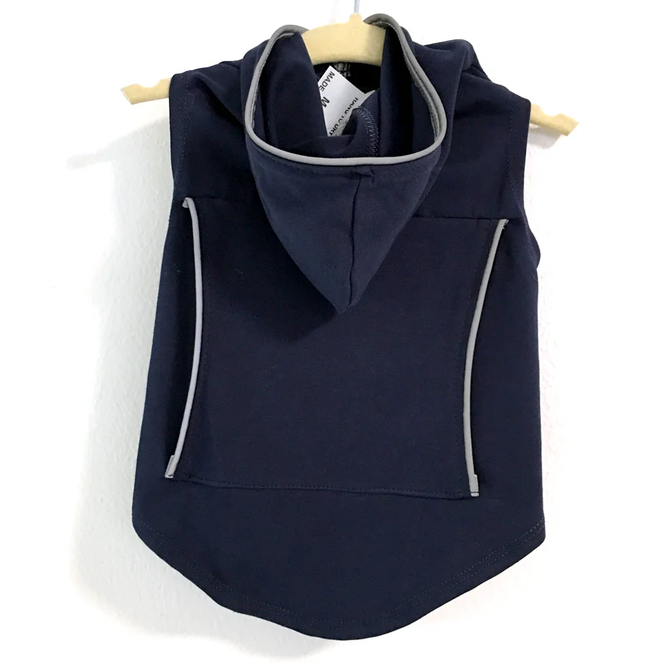 navy dog hoodie