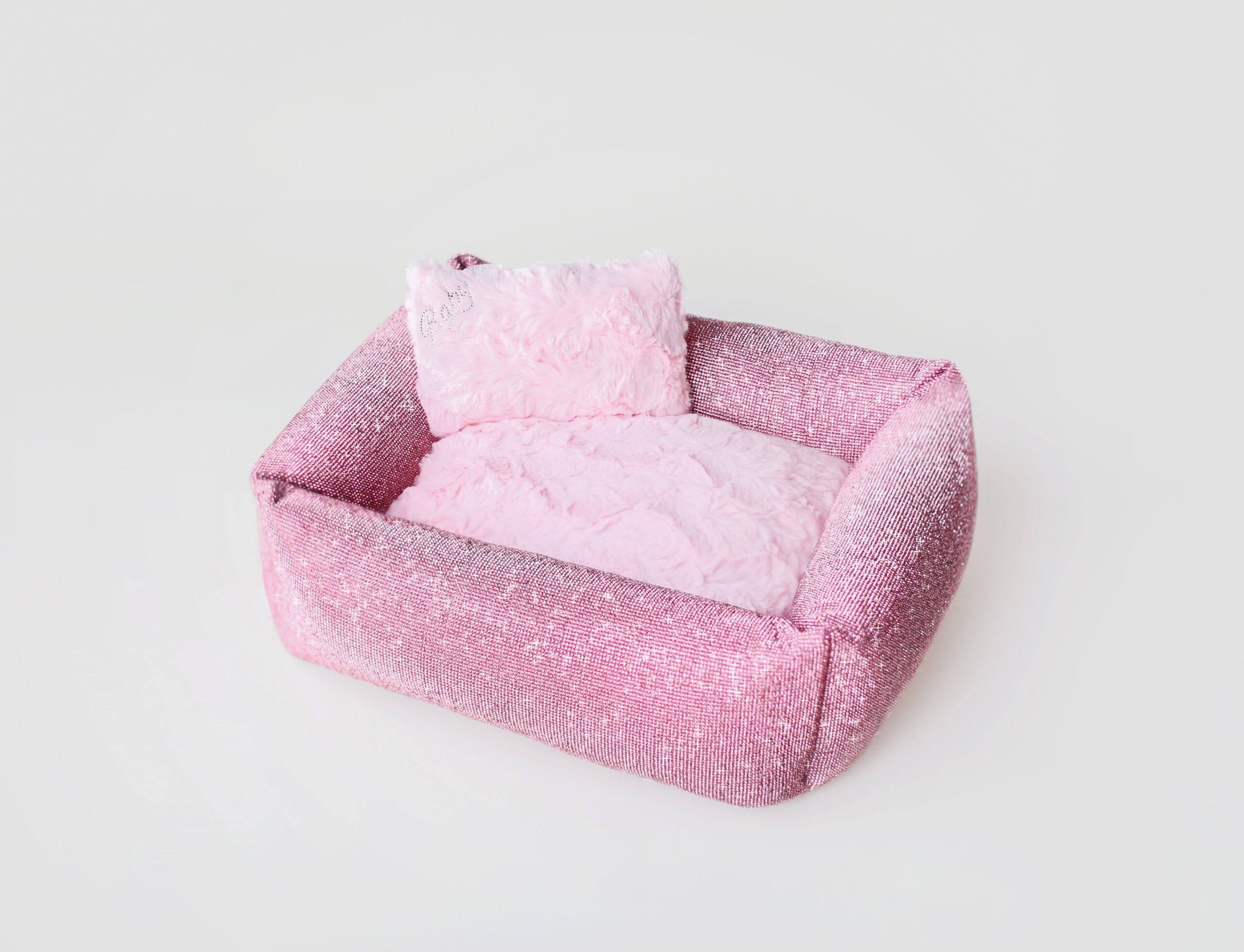 pink crystal dog bed