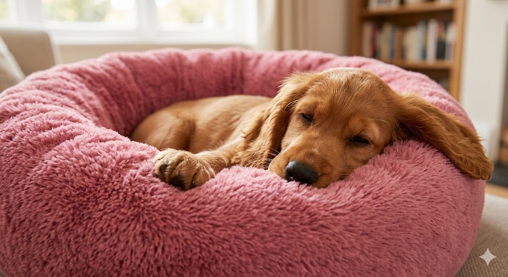 calm dog plush bed