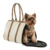 petote ivory quilted luxe jl duffel dog carrier