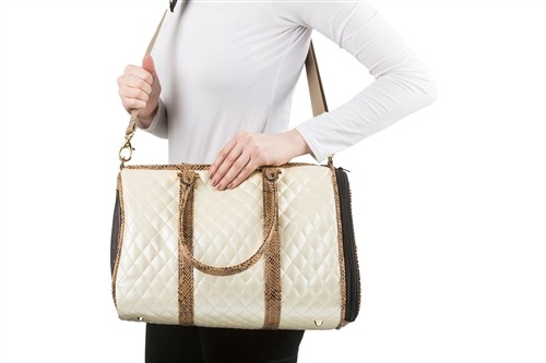 quilted luxe jl duffel dog carrier side