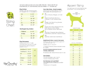 Size Chart Up Country