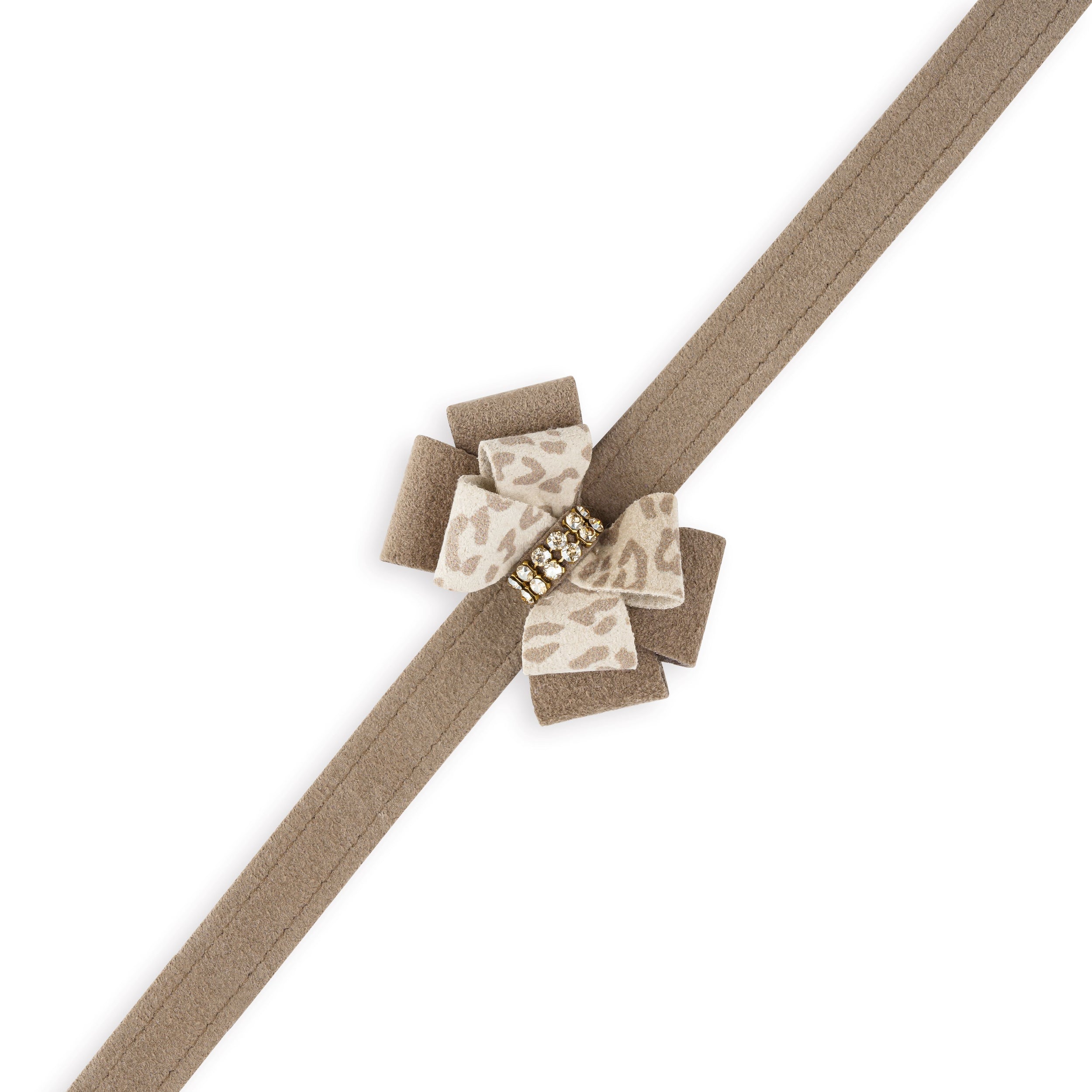 Baby Cheetah with Gold Giltmore Double Nouveau Bow Leash